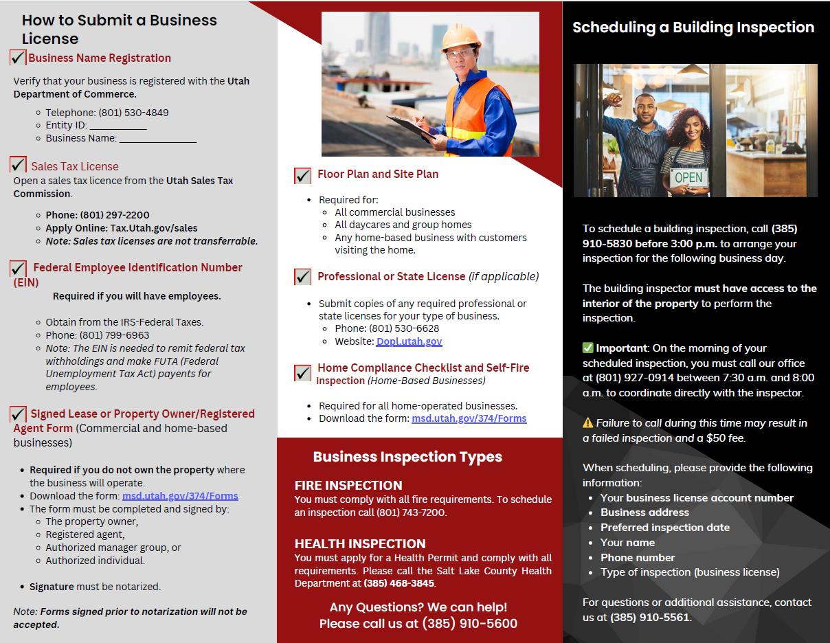This is a photo of the MSD Business License brochure 